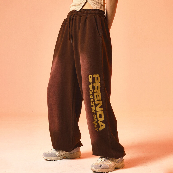 韓國PRENDA - GRADIENT RAWCUT JOGGER PANTS BROWN